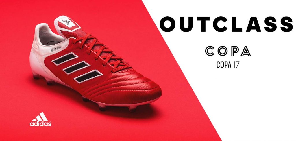 Chaussure de football adidas Copa 17 rouge, visuel « Outclass »