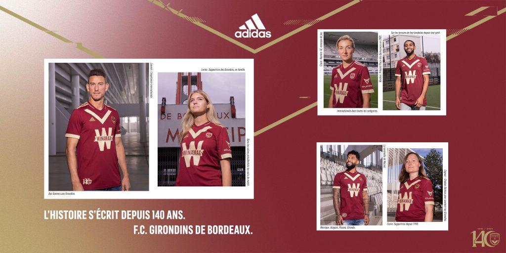 Visuel du maillot collector bordeaux des 140 ans des Girondins de Bordeaux signé adidas